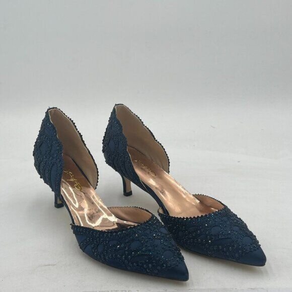 XYD Women's Pumps, Elegant Pointed Toe, D'Orsay Kitten Low Heels, Rhinestone - Picture 1 of 7